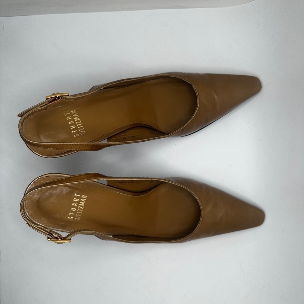 Vintage GOLD STUART 75 SLINGBACK PUMP pointed toe heel size 8 🌶️🔥💛🪙 - Picture 7 of 12